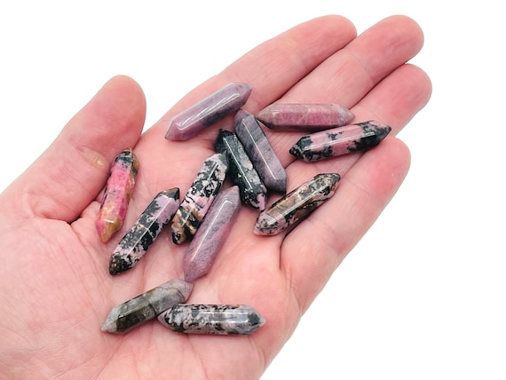Rhodonite Terminated Carved Point – Point Small Crystal Point – Crystal Pendant - 33mm - PO1027