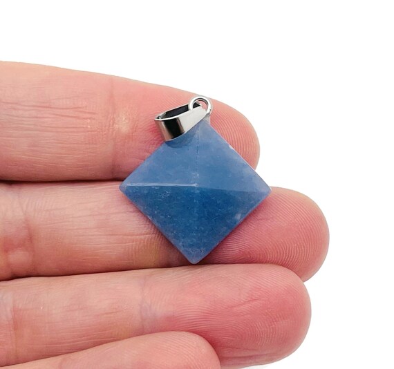 Blue Aventurine Gemstone Pyramid Pendant - Natural Gemstone Jewelry - Healing Crystal Reiki - For Women Lucky Pendant - NC1459