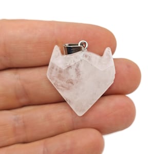 Clear Quartz Wolf Head Gemstone Pendant - Natural Stone Wolf Carving Crystal - Crystal Wolf head - Wolf Head Crystal Jewelry - NC1596