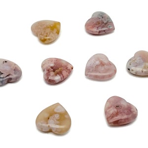 Blumen Achat Herz Edelstein flach - Herz Kristall - Heilsteine - Schnitzherz - Natursteine - 20x20x6 - HE1088