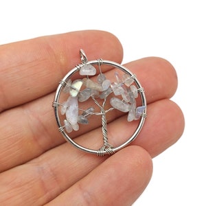 Moonstone Tree Of Life Gemstone Pendants - Bulk Wholesale Crystals - Handmade Crystal Tree Jewelry - Healing Pendants - NC1704