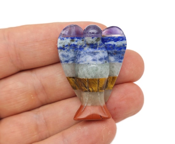7 Chakra Angel Carved Stone– Seven Chakra Angel Crystal Stone – Shape Angel – Chakra Healing Crystal - Gifts - CA1050