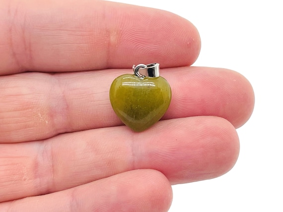 Nephrite Jade Heart Pendant - Crystals Pendant Healing - Mini Crystal Pendant - Gifts - NC1135