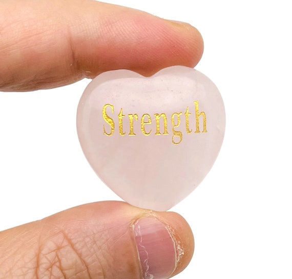Strength Rose Quartz Heart Gemstone - Heart Crystal - Carving Heart - Gemstone Puffy Heart - Rose Quartz Healing Crystals - HE1208