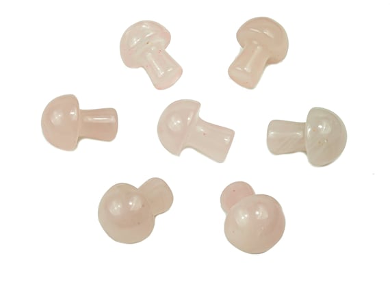 Rose Quartz Mushroom Gemstone – Pink Rose Quartz Gemstone Crystal - Carved Mushroom – Healing Crystal Stones – 2cm – MU1011