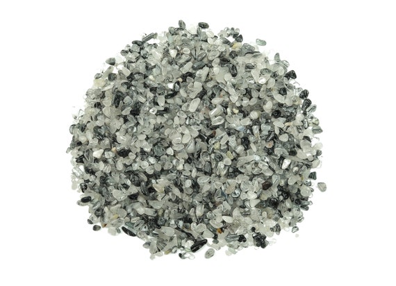 Tourmalinated Quartz Chips – Stone Healing – Bulk Natural Gemstones – Home Decor 2-6mm - CP1105