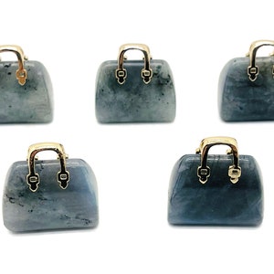 Labradorite Crystal Purse Carving - Crystal Handbag Pendant - Gemstone Purse - PU1010