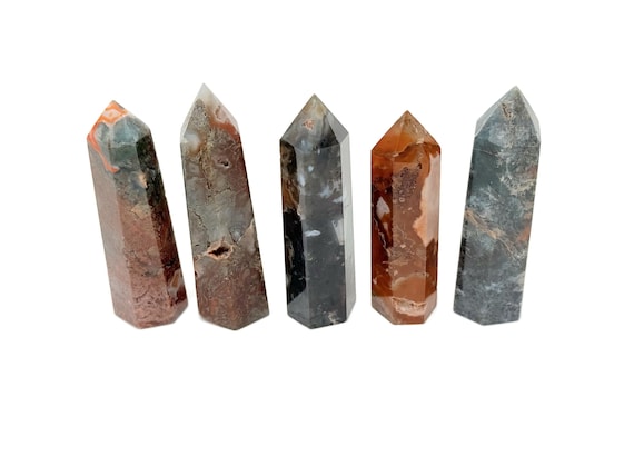 Water Grass Agate Obelisk Tower Stone - Gemstone Tower - Meditation Gemstone - Crystal Gifts - Home Crystal Decor - TW1135