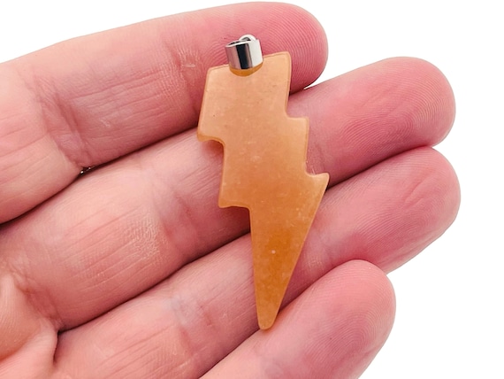 Orange Aventurine Lightning Pendant - Lightning Crystal - Lightning Stone - Crystal Carving - NC1193
