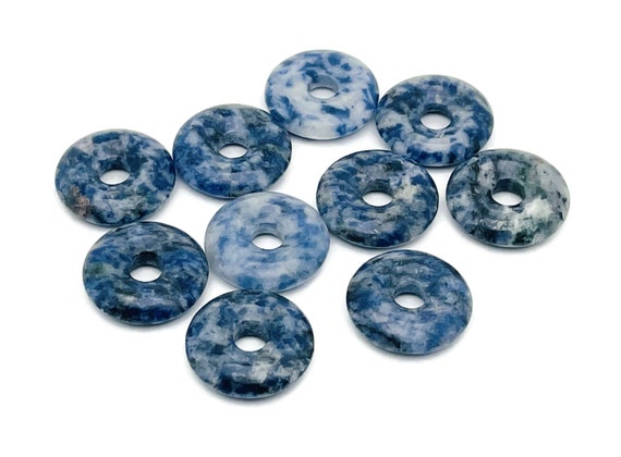Blue Spot Jasper Crystal Donut Pendants - Natural Gemstone Donut - Pi Stone - Lucky Safety Pendant Jewelry - Healing Crystals - DO1015