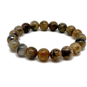Golden Rutilated Quartz Gemstone Bracelet - AAA Premium Quality Crystal Bracelet - Men&Women Stretchy Bracelet - Crystal Healing - AA1007