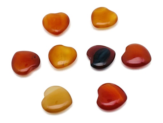 Carnelian Heart Gemstone Flat – Heart Crystal - Healing Stones – Carving Heart - Natural stones - 20x20x6 - HE1089