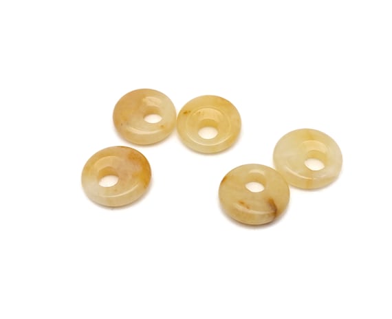 Yellow Jade Gemstone Pi Stone - Crystal Donut Pi Stone - Pi Stone -Crystal Earrings - Lucky Safety Pendant Jewelry - 18mm - DO1036