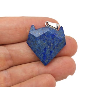 Lapis Lazuli Wolf Head Gemstone Pendant - Natural Stone Wolf Carving Crystal - Crystal Wolf head - Wolf Head Crystal Jewelry - NC1595