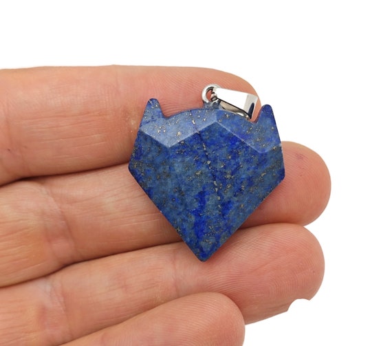 Lapis Lazuli Wolf Head Gemstone Pendant - Natural Stone Wolf Carving Crystal - Crystal Wolf head - Wolf Head Crystal Jewelry - NC1595