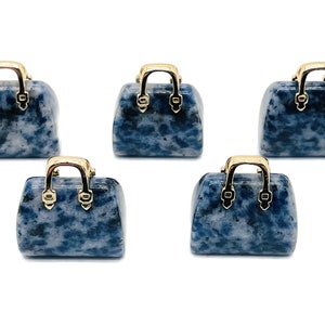 Blue Spot Jasper Crystal Purse Carving - Crystal Handbag Pendant - Gemstone Purse - PU1022