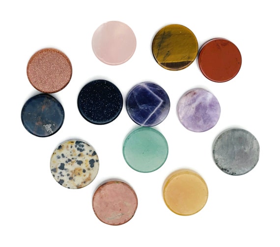 Gemstone Flat Disk - Crystal Round Coin - Loose Gemstone - Cabochon Gemstone - Handmade Gemstone Round - FLMIX