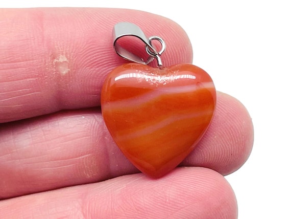 Carnelian Heart Pendant - Crystals Pendant Healing - Mini Crystal Pendant - Gifts - NC1284