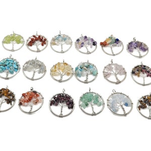 Tree Of Life Gemstone Pendants - Bulk Wholesale Crystals - Handmade Crystal Tree Jewelry - Healing Pendants - TREEMIX