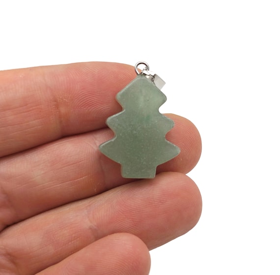 Aventurine Pine Tree Gemstone Pendants - Crystals Pendant Healing - Mini Crystal Pendant - Gifts - NC1765