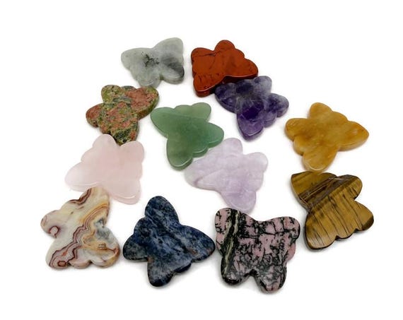 Crystal Butterfly Figure - Gemstones - Handmade Carved Animal - Energy Stone - Love Symbol - ANMIX25