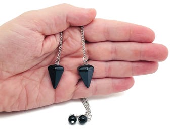 Obsidian Healing Crystal Pendel Kollektion - Edelstein Wahrsagung Pendel mit Edelstahlkette - PE1007