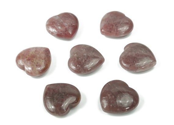 Strawberry quartz Heart Gemstone – Heart Crystal - Healing Stones – Carving Heart - Natural stones - 3cm - HE1193