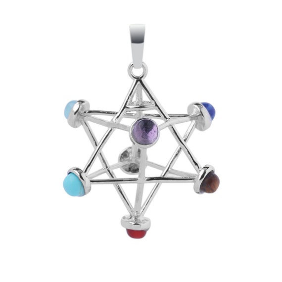 Polyhedron Crystal Pendant - Chakra Pendant - Crystal Pendant - Crystals Healing - 7 Stones - NC1243