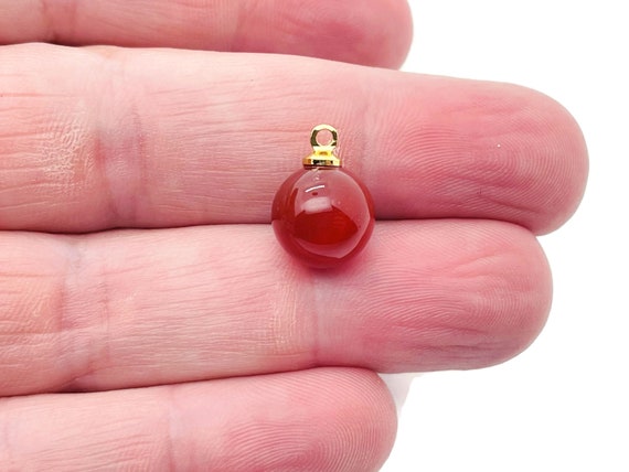 Carnelian Ball Beads - Crystal Beads Earring - Crystal Beads Pendant - Crystal Carving - NC1195