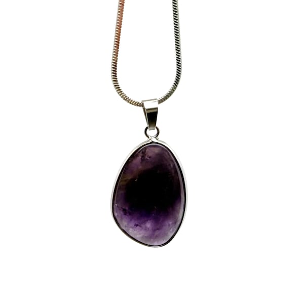 Amethyst Silver Gemstone Pendant - Dainty Crystal Pendant - Birthstone Charm - Jewelry DIY Charms - Gift Charm - NC1750