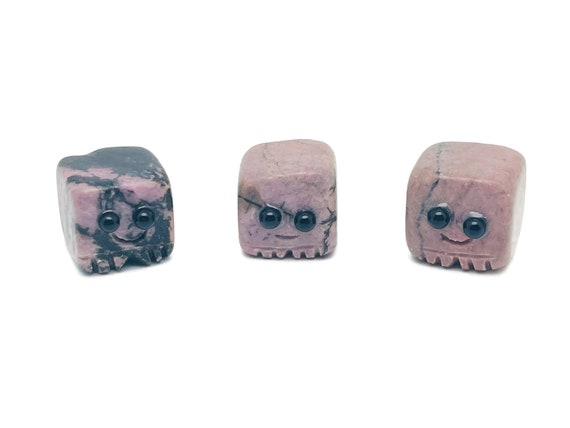 Rhodonite Handmade Skull Gemstone - Figurine Hand Carved - Healing Chakra - Crystal Gift for Kids - DS1009