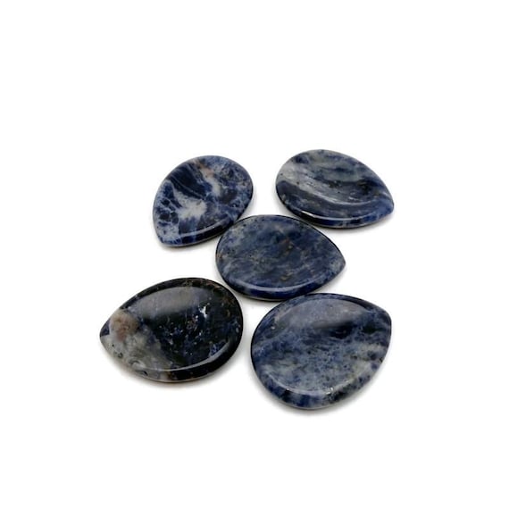 Sodalite Natural Worry Stone - Teardrop Shaped Natural Gemstone - Relaxing – 45mm - WO1098
