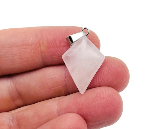 Rose Quartz Gemstone for Pendant - Triangle Geometric Gemstone Pendant - Natural Gemstone Jewelry - For Women Lucky Pendant - NC1414