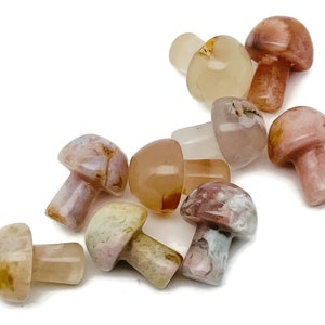 Flower Agate Mushroom Gemstone – Crystal Carving – Crystal Mushroom – Natural Stone Mushroom Carving – 2cm – MU1041