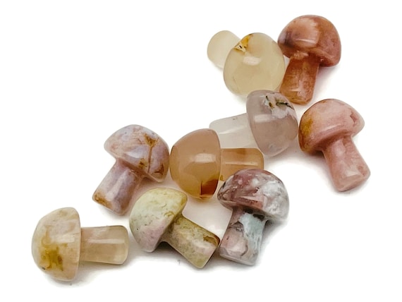 Flower Agate Mushroom Gemstone – Crystal Carving – Crystal Mushroom – Natural Stone Mushroom Carving – 2cm – MU1041
