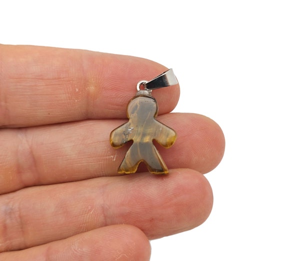 Tiger Eye Crystal Gingerbread Cookies Men Pendants - Christmas Gift - Mineral Specimens - Christmas Carving - Best Quality - NC1654