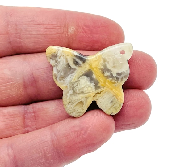 Crazy Lace Agate Butterfly Gemstone Pendant - Hole Crystal Jewelry - Crystal Carved Butterfly - Crystal Necklace Healing - NC1550
