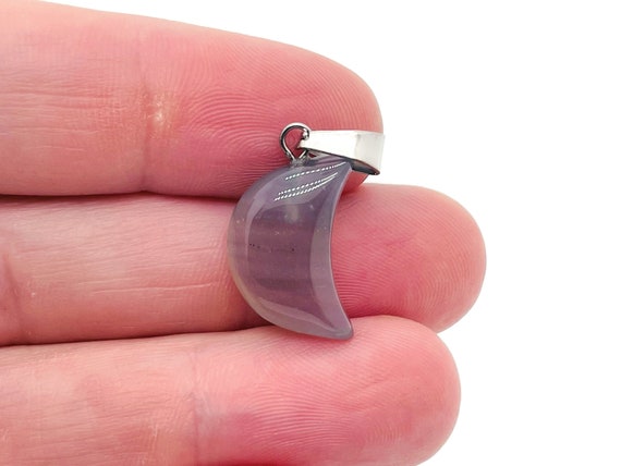 Gray Agate Moon Pendant - Gray Moon Earring Crystal - Crystals Healing - Jewelry Making Supplies - NC1160