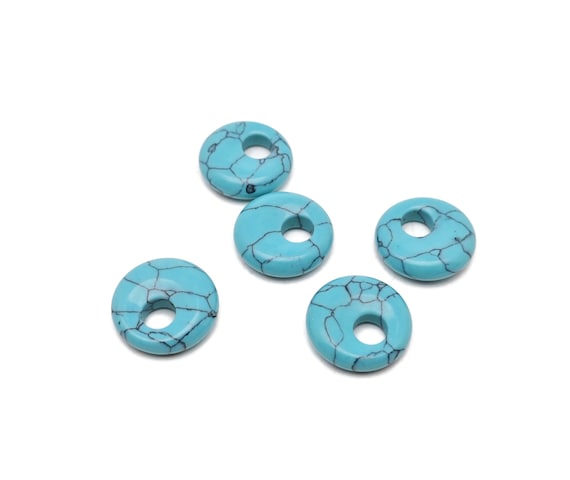 Turquoise Gemstone Pi Stone - Crystal Donut Pi Stone - Pi Stone -Crystal Earrings - Lucky Safety Pendant Jewelry - 18mm - DO1042