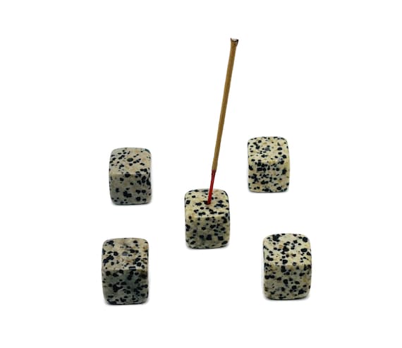 Dalmatian Jasper Crystal Incense Holder - Crystal Stone Incense Stick Holder - Polished Cube Incense Holder - Healing Stone - IN1018