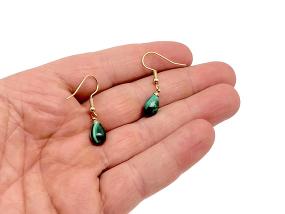 Malachite Stud Earrings - Sterling Silver Malachite - Genuine Gemstone Earrings - Semi-Precious Jewellery - NC1935