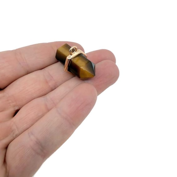 Tiger Eye Double Terminated Crystal Pendant – Natural Gemstone Point - NC2002