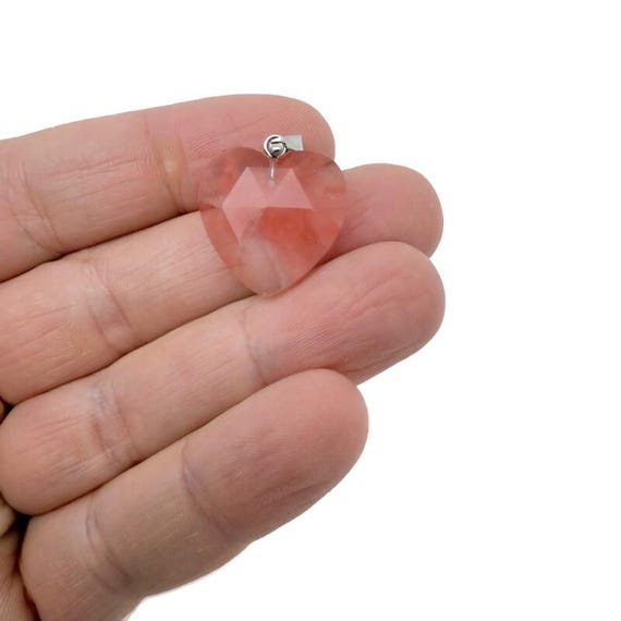 Cherry Quartz Faceted Gemstone Heart Pendant – Natural Crystal Charm - NC1977