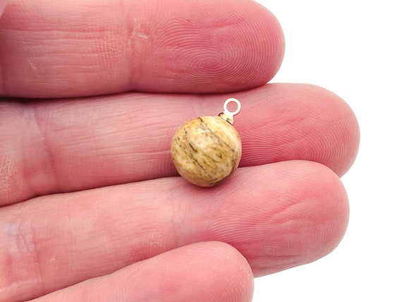 Picture Jasper Ball Beads - Crystal Beads Earring - Crystal Beads Pendant - Crystal Carving - NC1206