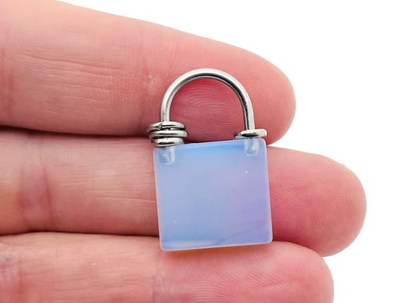 Opalite Gemstone Lock Pendant - Crystal Lock - Healing Stone - Crystal Carving - LO1002