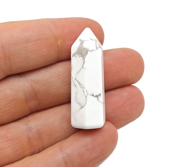 Howlite Crystal Obelisk Tower – Gemstone Tower – Tower Crystal – Hand Carved Crystal Point – Healing Crystal – 40mm – TW1105