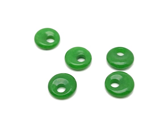 Green Jade Gemstone Pi Stone - Crystal Donut Pi Stone - Pi Stone -Crystal Earrings - Lucky Safety Pendant Jewelry - 18mm - DO1040