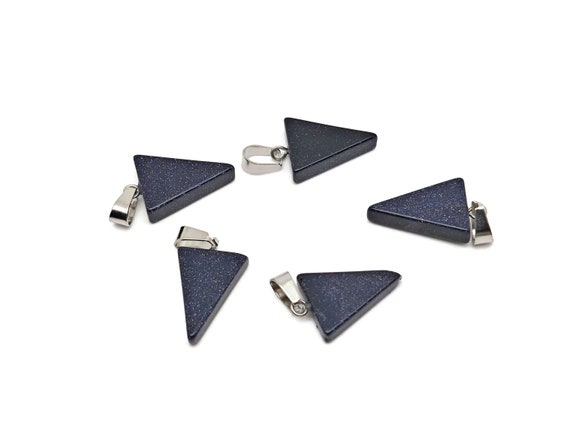 Blue Goldstone Triangle Shape Pendants - Gemstone Triangle Necklace - Pendant Jewelry Making - Bulk Wholesale - NC1744