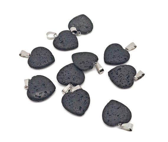 Lava Heart Pendant - Natural Lava Stone Crystal Gemstone - Polished Lava Stone - Spiritual Stone – NC1094
