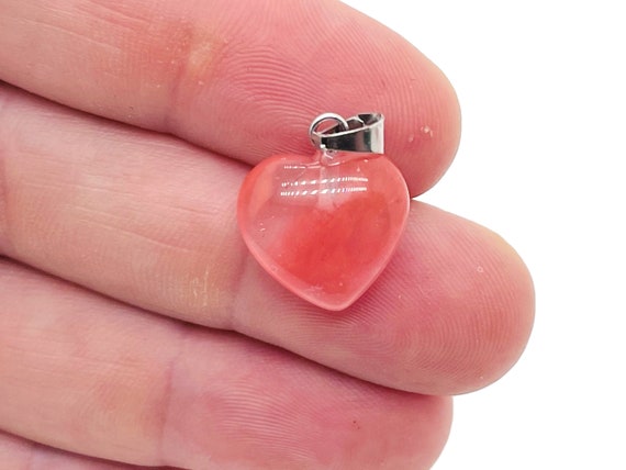 Cherry Quartz Heart Pendant - Crystals Pendant Healing - Mini Crystal Pendant - Gifts - NC1128